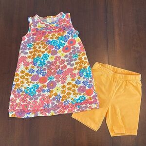 Hanna Andersson Dress, size 100 (US size 4), with bike shorts, size 100 (US 4)